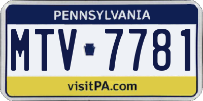 PA license plate MTV7781