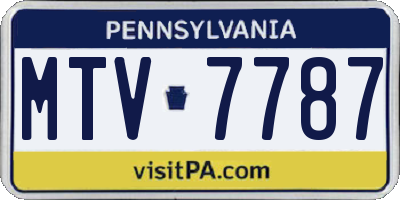 PA license plate MTV7787