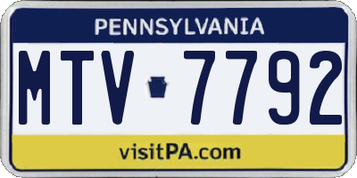 PA license plate MTV7792