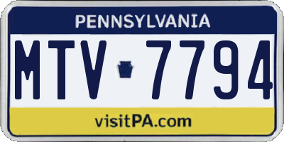 PA license plate MTV7794