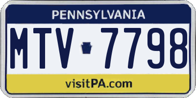 PA license plate MTV7798