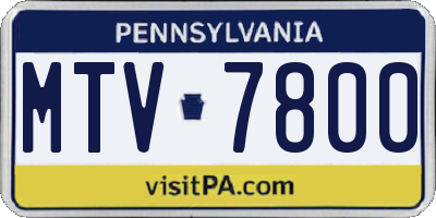 PA license plate MTV7800