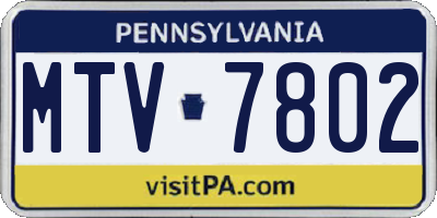 PA license plate MTV7802