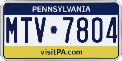 PA license plate MTV7804