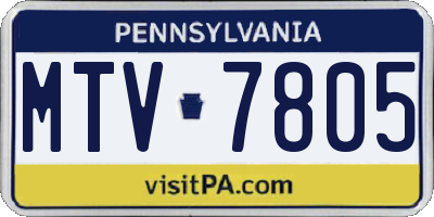 PA license plate MTV7805