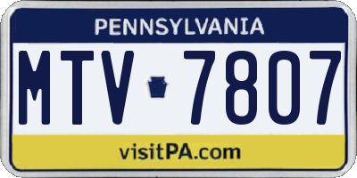 PA license plate MTV7807