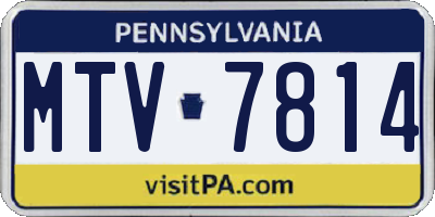 PA license plate MTV7814