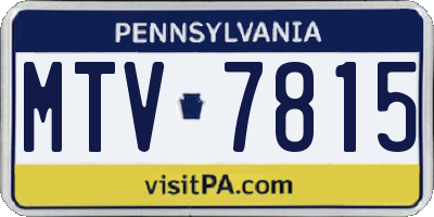 PA license plate MTV7815