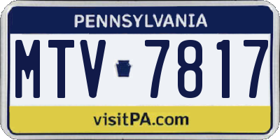 PA license plate MTV7817