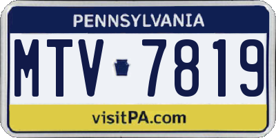 PA license plate MTV7819