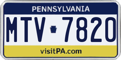 PA license plate MTV7820