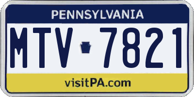 PA license plate MTV7821
