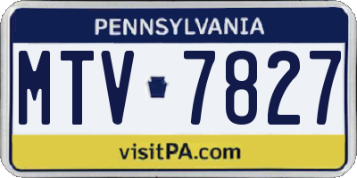 PA license plate MTV7827