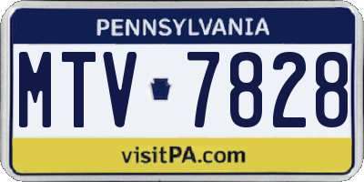PA license plate MTV7828