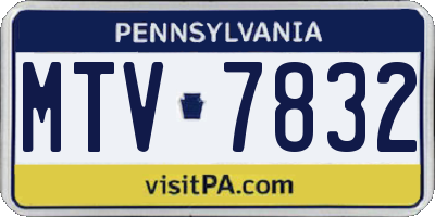 PA license plate MTV7832