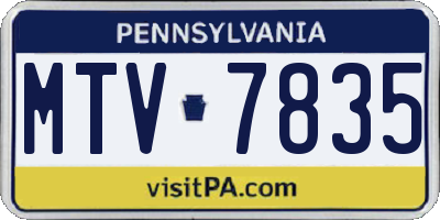 PA license plate MTV7835