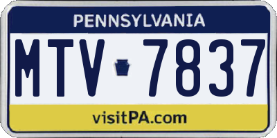 PA license plate MTV7837