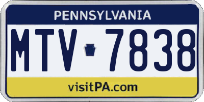 PA license plate MTV7838