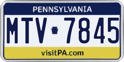 PA license plate MTV7845