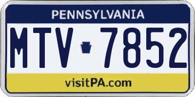 PA license plate MTV7852
