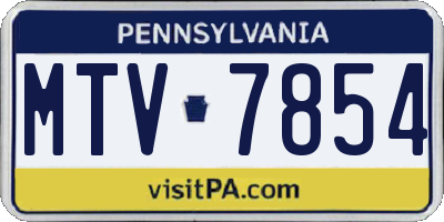 PA license plate MTV7854