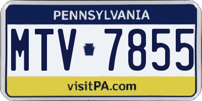 PA license plate MTV7855