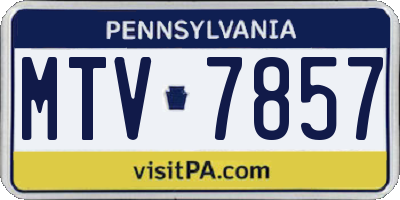 PA license plate MTV7857