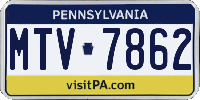 PA license plate MTV7862