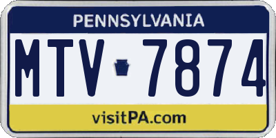 PA license plate MTV7874