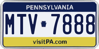PA license plate MTV7888
