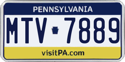 PA license plate MTV7889