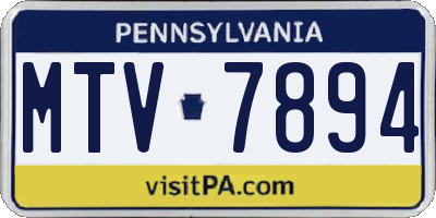 PA license plate MTV7894