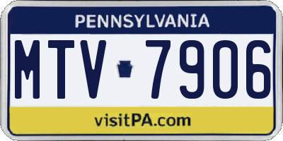 PA license plate MTV7906