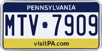 PA license plate MTV7909