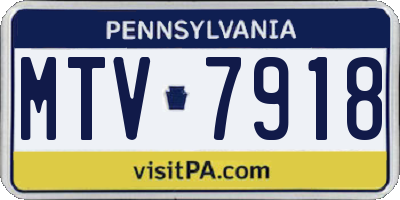 PA license plate MTV7918