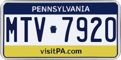 PA license plate MTV7920