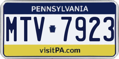 PA license plate MTV7923