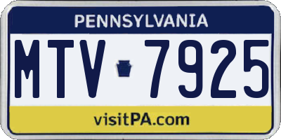PA license plate MTV7925