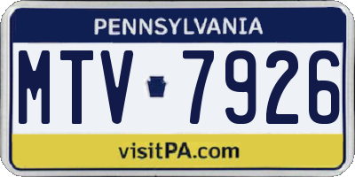 PA license plate MTV7926