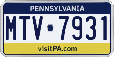 PA license plate MTV7931