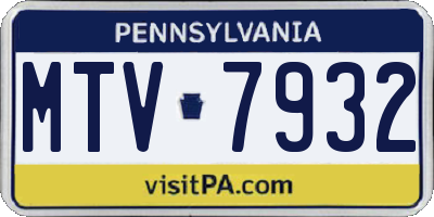 PA license plate MTV7932