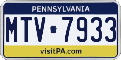 PA license plate MTV7933