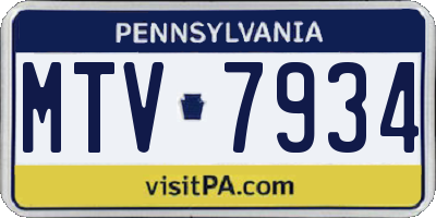 PA license plate MTV7934