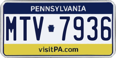 PA license plate MTV7936
