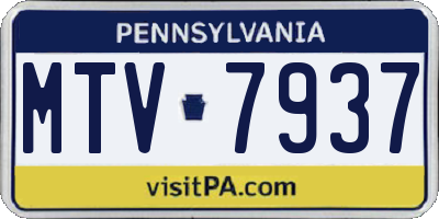 PA license plate MTV7937