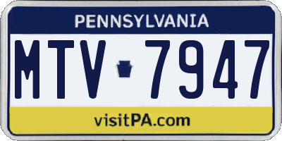 PA license plate MTV7947