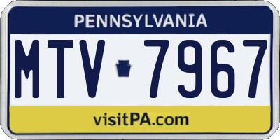 PA license plate MTV7967