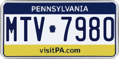 PA license plate MTV7980