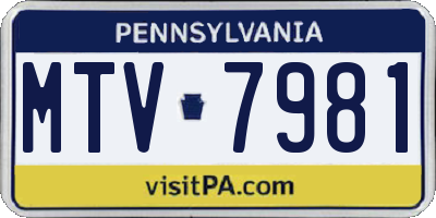 PA license plate MTV7981