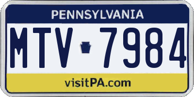 PA license plate MTV7984